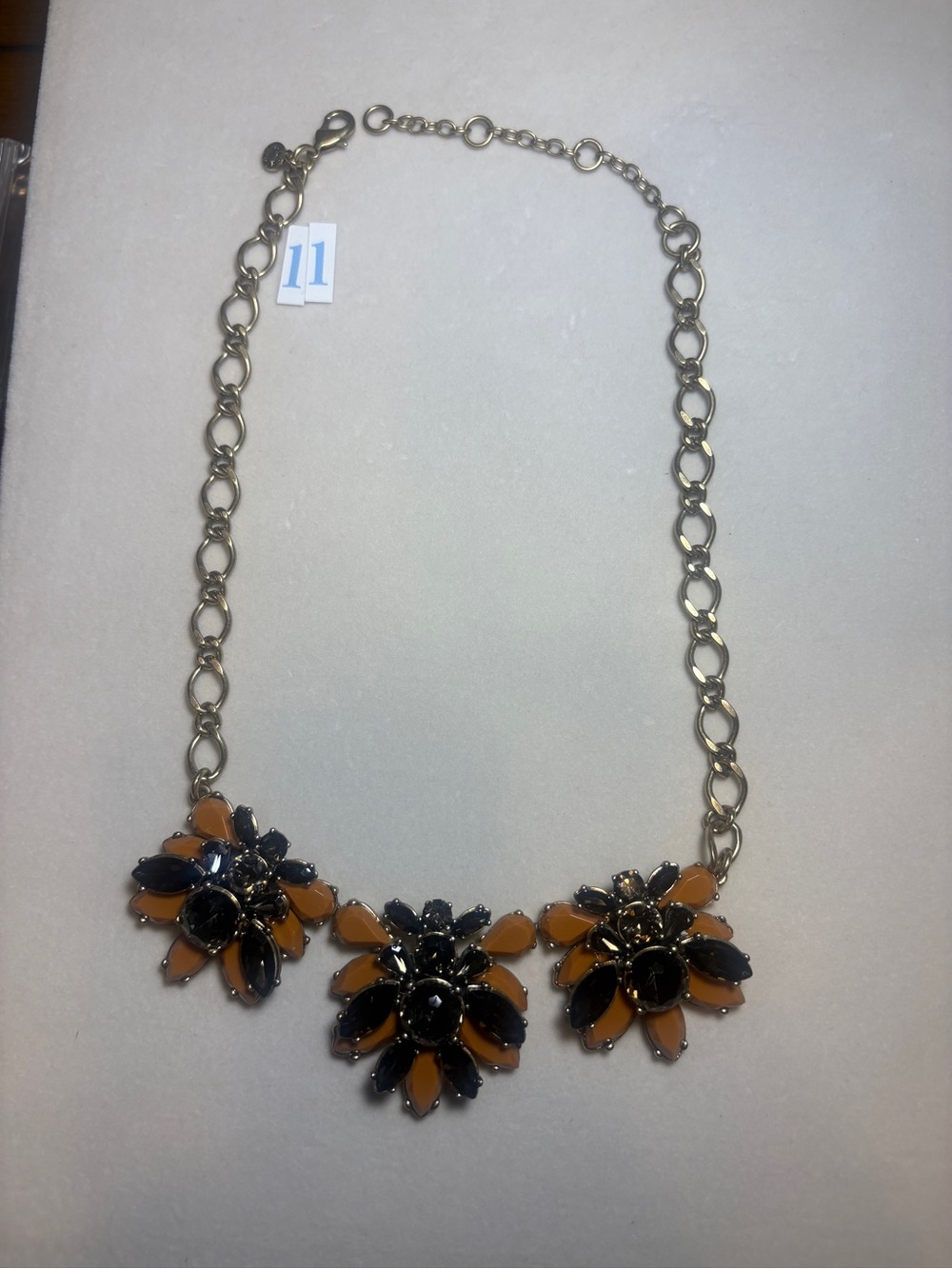 J. Crew Black and Orange Floral Cluster Necklace